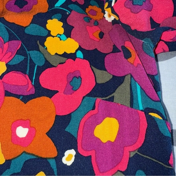 Talbots Multicolor Floral Long Sleeve Flowy Blouse XS BLUE PINK YELLOW GREEN - Picture 4 of 13